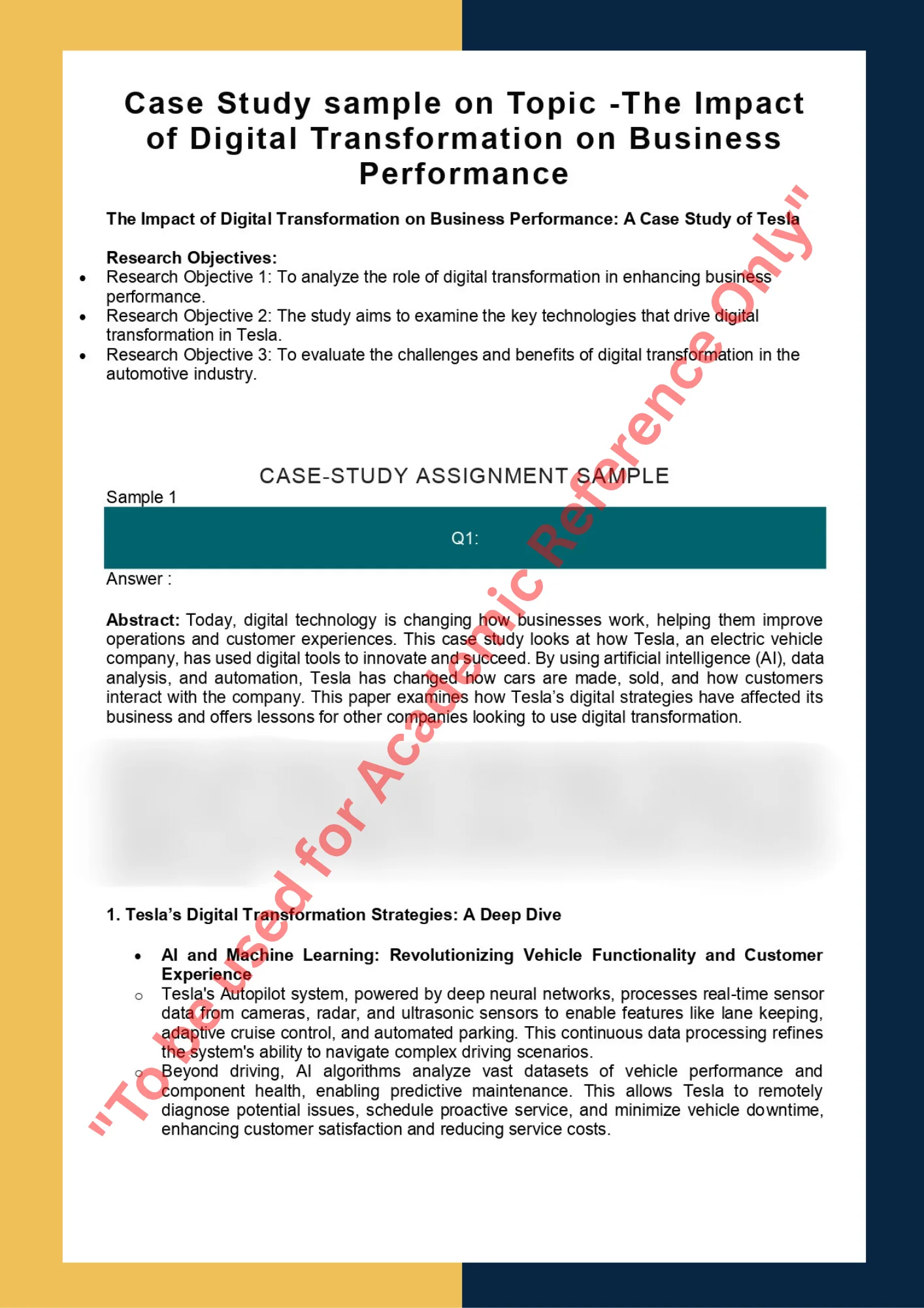 Case Study sample on Topic -The Impact of Digital Transformation on Business Performance 0